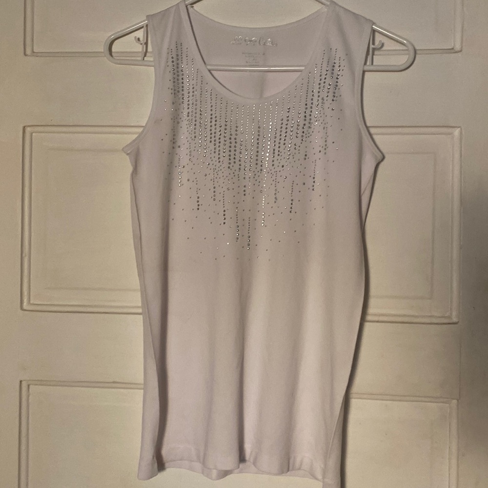 Bejeweled white tank